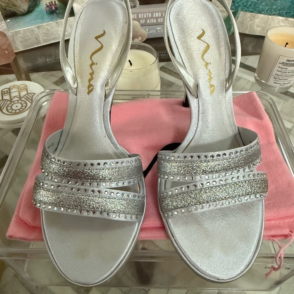 Nina Silver Rhinestone Heels